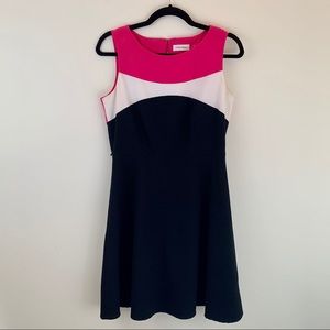 Calvin Klein Sleeveless Black White and Pink Dress